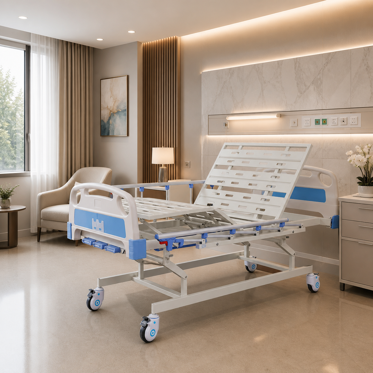 Lit médicalisé 1 personne manuel 3 fonctions KTBC-009
